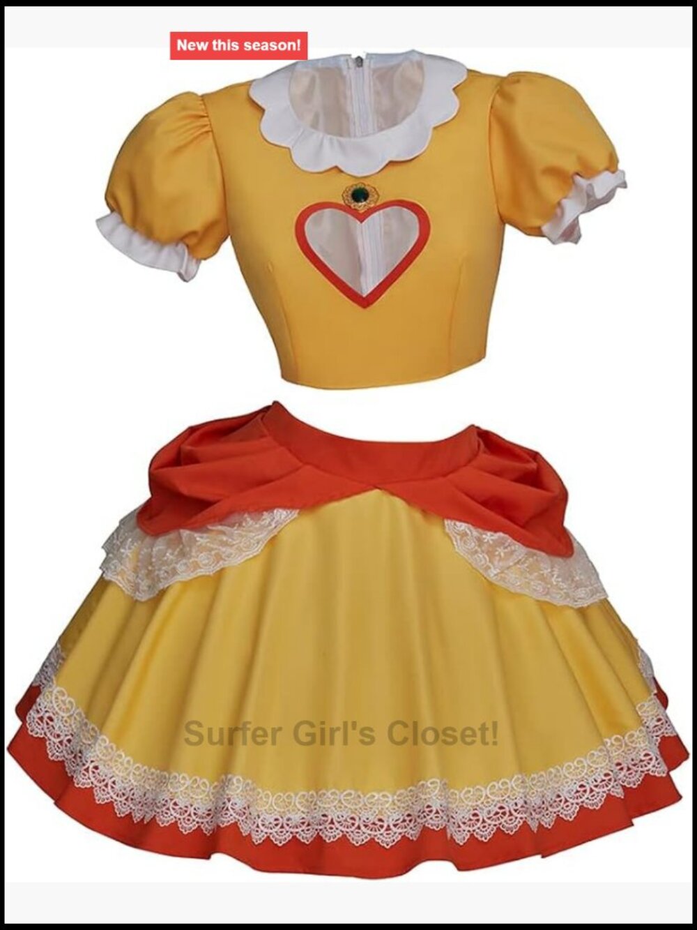 Women's Princess Costume Cosplay Short Dress Crop Top Skirt 2 Piece Set